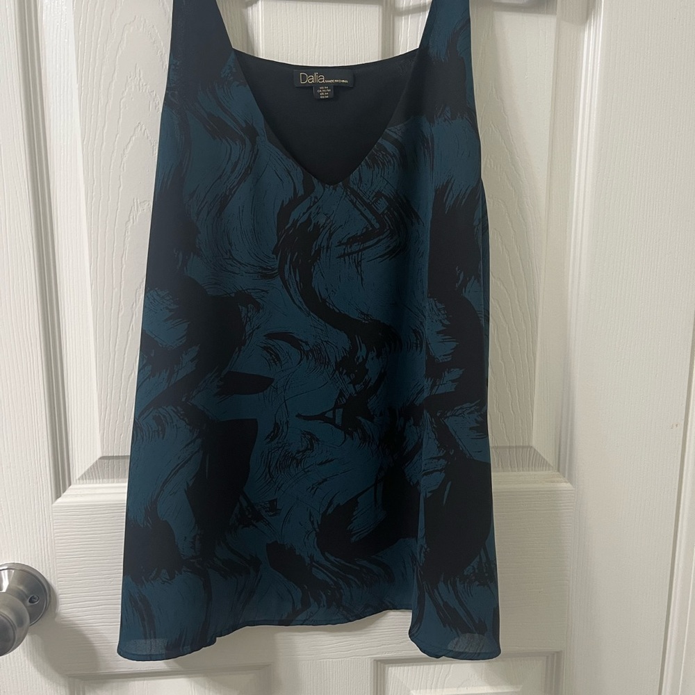 Dalia Blue and Black Sleeveless Camisole Tank Top